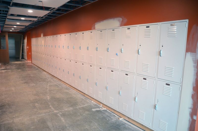 Construction of Missoula College's new building's lockers in the September 2016.